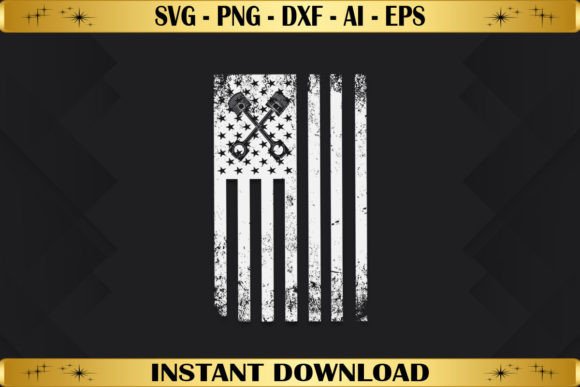 Auto Mechanic USA Flag Graphics for T-Shirt Designs