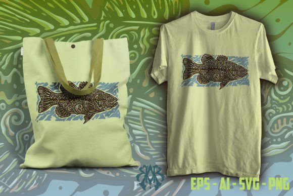 Bass Fish Doodle: Graphics for T-Shirt Designs