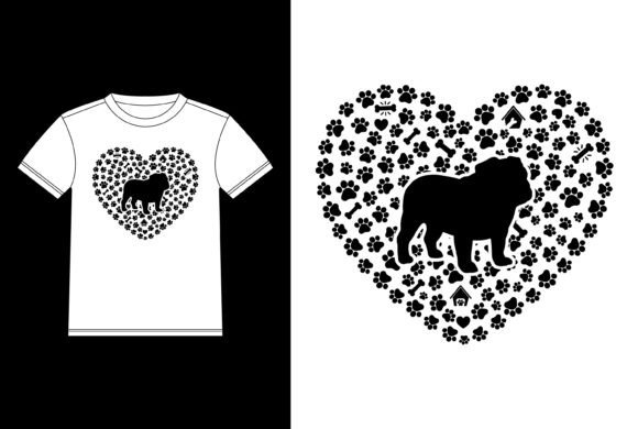 Bulldog Love T-design Template, Car Wind Graphics