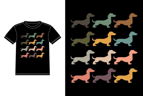 Dachshunds Multicolor Silhouette T-Shirt Graphics
