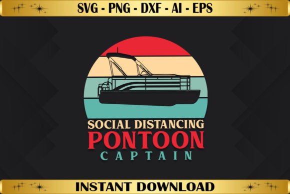Vintage Social Distancing Pontoon Graphics